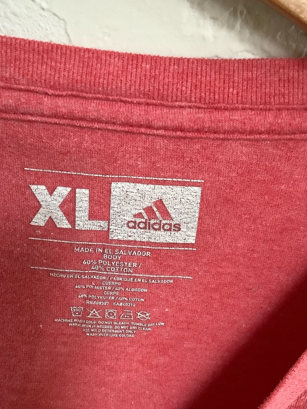 adidas Short-Sleeve Crew Tee in Coral Red
